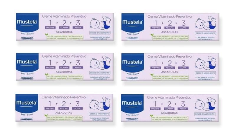 Imagem de Kit 6 Tubos Mustela Creme Vitaminado 123 Preventivo De Assaduras