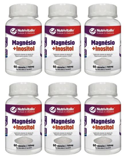 Imagem de Kit 6 Un - Magnesio Inositol 700Mg 60 Capsulas Nutrivitalle