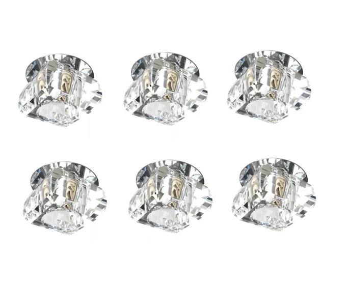 Imagem de Kit 6 Un. Spot Cristal Embutir G9 Gesso Sanca Lavabo Ac661