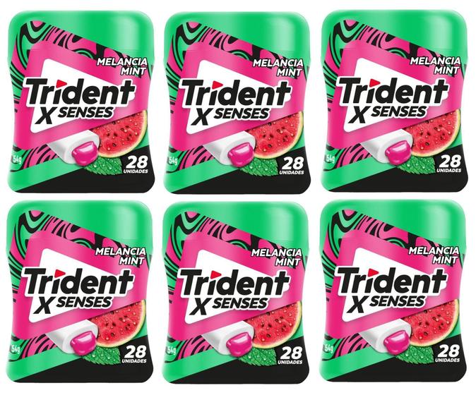 Kit 6 Un. Trident X Senses Garrafa Melancia Mint 54g Mondelez