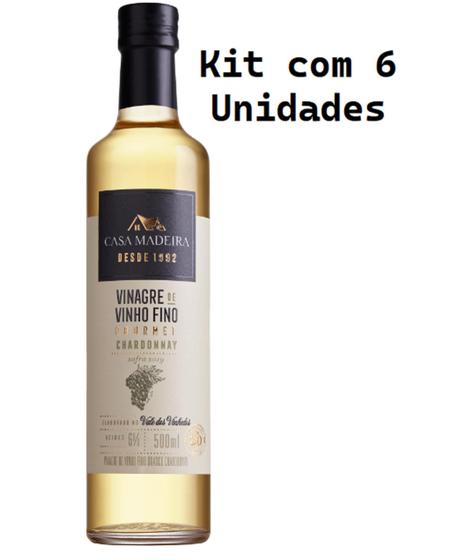 Imagem de Kit 6 Un Vinagre de Vinho Branco Fino Gourmet Chardonnay Casa Madeira 500 ml