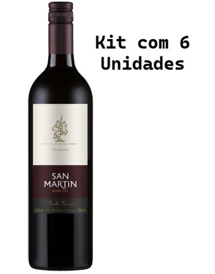 Imagem de Kit 6 Un Vinho San Martin Bordô Suave 750 ml