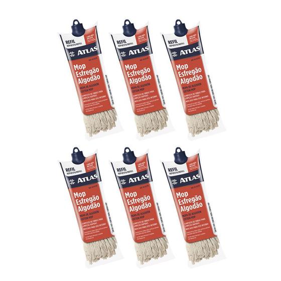 Imagem de Kit 6 Und Refil Mop Esfregão Algodão Atlas Ref At2023r