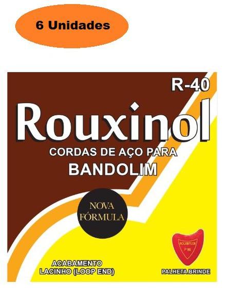 Imagem de Kit 6 unid Encordoamento Cordas Aço Bandolim Rouxinol R-40