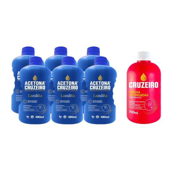 Imagem de kit 6 unid Linha Unhas Cruzeiro 480ml + Tira Esmalte Unhas Alongadas Cruzeiro 480 ml