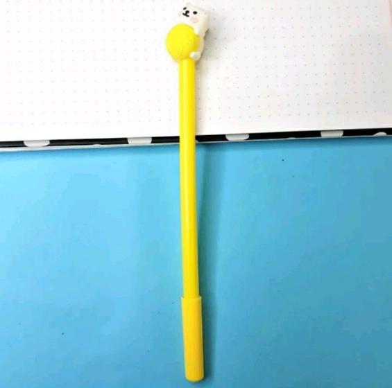 Imagem de Kit 6 unidades de canetas em gel formato gatinho novelo de lã fofas