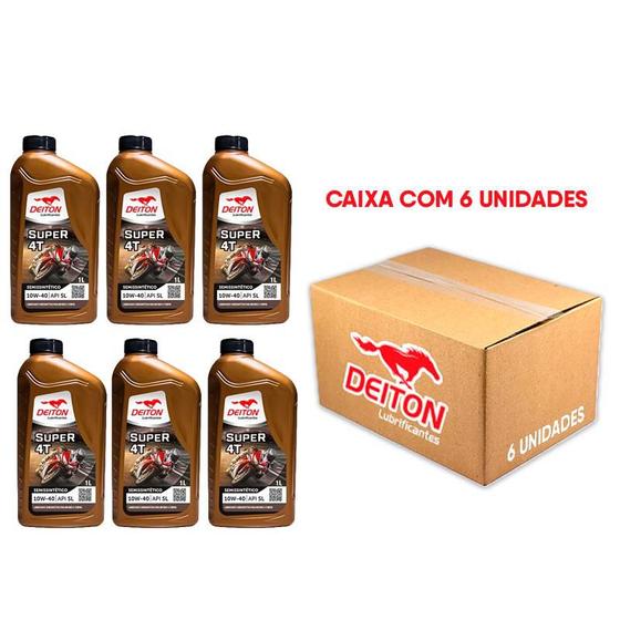 Imagem de Kit 6 Unidades Óleo de Moto Deiton 4T 10W/40 Semi SL 1 Litro