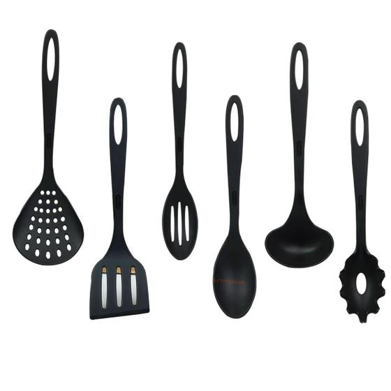 Imagem de Kit 6 Utensílios Nylon Acessórios Espátulas Culinários Cozinha - Rotaplast