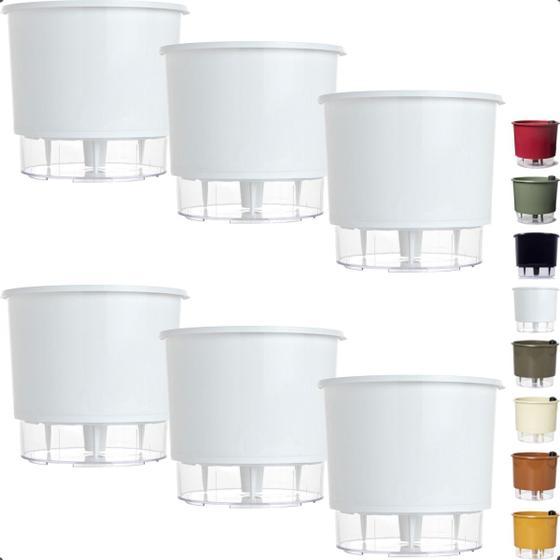Imagem de Kit 6 Vaso Raiz Auto Irrigável 16x14cm N3 Autoirrigável Médio Plantas Flores Temperos Horta