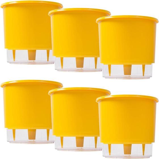 Imagem de Kit 6 Vaso Raiz Autoirrigavel 16X14 Amarelo Planta Temperos