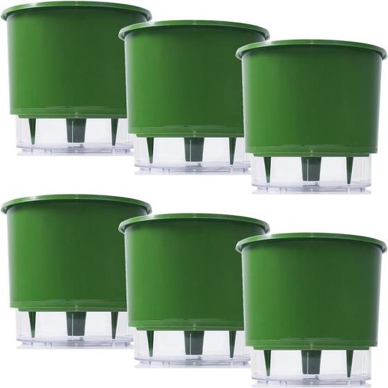 Imagem de Kit 6 Vaso Raiz Autoirrigavel 16X14 Verde Es Planta Temperos