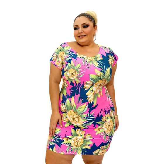 Imagem de Kit 6 Vestido Plus Camisão Curto Feminino Estampado Com Manga Curta