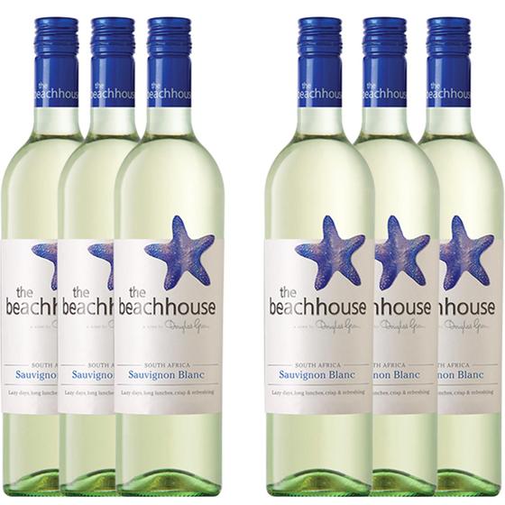 Kit 6 Vinho Branco Sul Africano The Beach House Sauvignon Blanc 2020