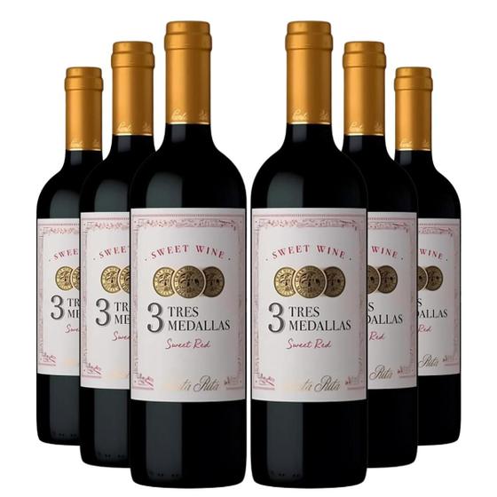 Imagem de KIT 6 Vinho Chileno 3 Medallas Sweet Red Cabernet Sauvignon