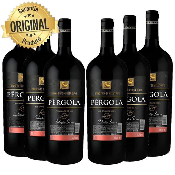 Imagem de Kit 6 VINHO NACIONAL PERGOLA TINTO SUAVE 1L