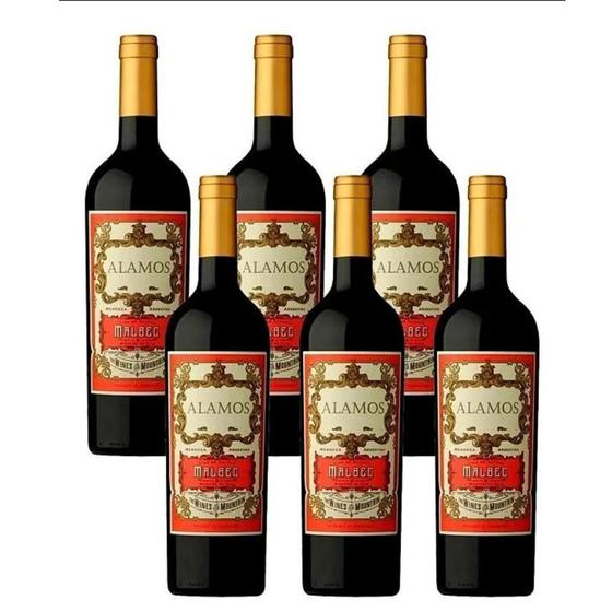 Kit 6 Vinhos Argentino Alamos Malbec 750ml Caixa com 6 unidades