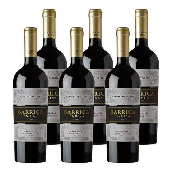 Imagem de Kit 6 Vinhos Barrica Andina Carménère Tinto Chile 750ml