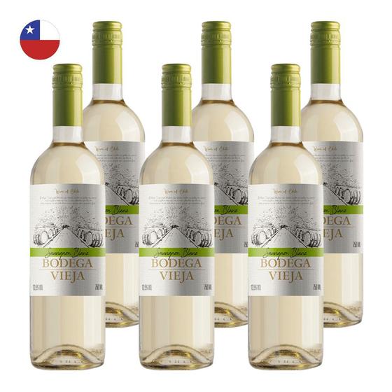 Imagem de Kit 6 Vinhos Bodega Vieja Sauvignon Blanc Branco Chile 750ml