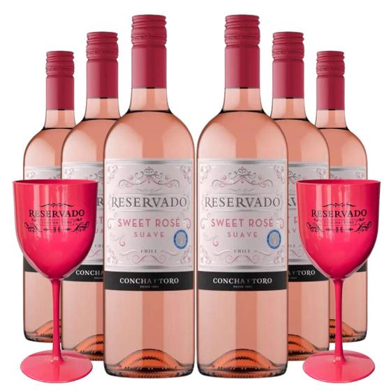 Imagem de KIT 6 Vinhos Concha y Toro Reservado Sweet Rosé Suave 750ml