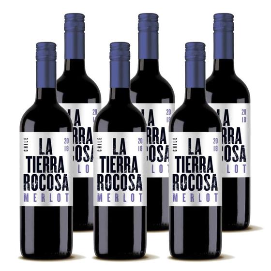 Imagem de Kit 6 Vinhos La Tierra Rocosa Merlot Tinto Chile 750ml