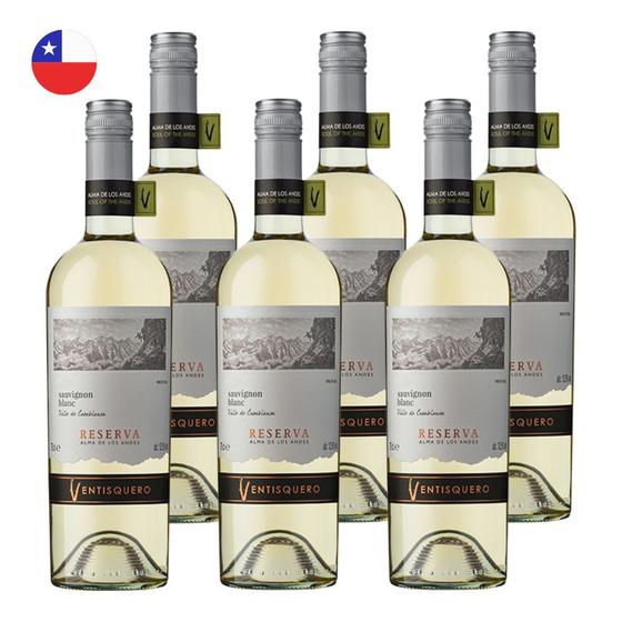 Imagem de Kit 6 Vinhos Ventisquero Reserva Sauvignon Blanc Branco Chile 750ml
