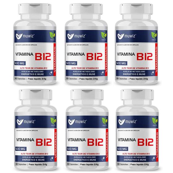 Imagem de KIT 6 VITAMINA B12 60 Cápsulas de 500mg MUWIZ