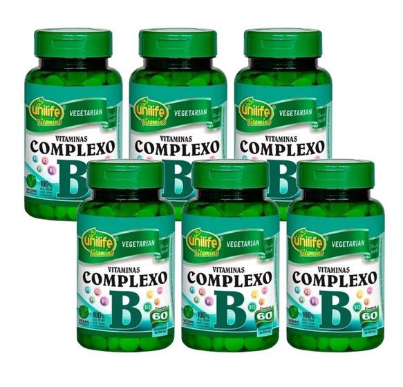 Imagem de Kit 6 Vitaminas Complexo B 60 Cáps B1,b2,b3,b5,b6,b7,b9,b12