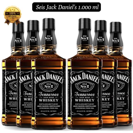 Imagem de Kit 6 Whiskey Jack Daniel's Old No.7 Tennessee 1.000ml 40% vol  Whisky Jack Daniels