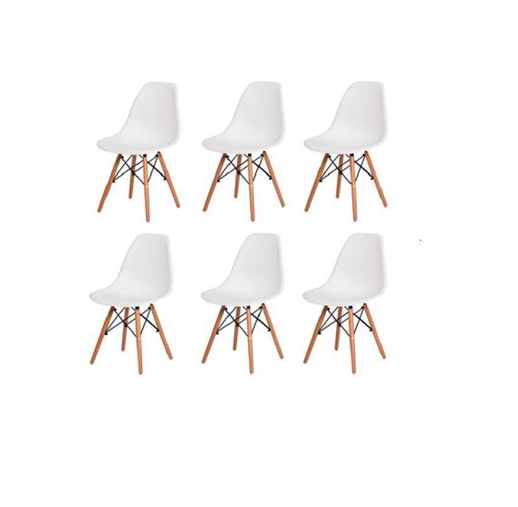 Imagem de Kit - 6 X Cadeiras Charles Eames Eiffel Dsw - Base De Madeir