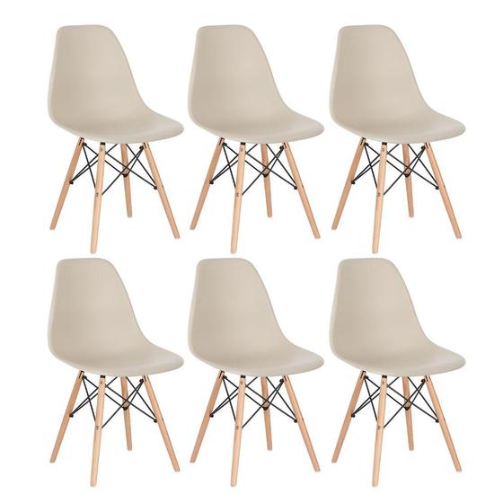 Imagem de KIT - 6 x cadeiras Charles Eames Eiffel DSW - Base de madeira clara
