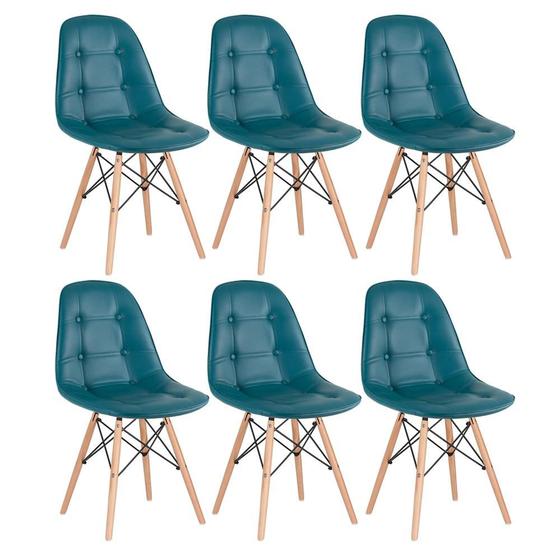 Imagem de KIT - 6 x cadeiras estofadas Eames Eiffel Botonê - Base de madeira clara