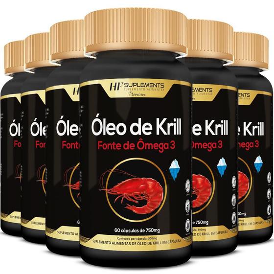 Kit 6 X Óleo De Krill 60 Caps 750 Mg Hf Suplements - Óleos ...