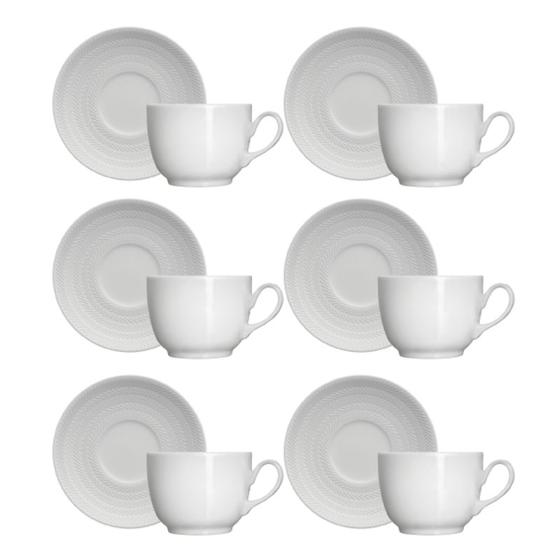 Kit 6 Xicaras de Café com Pires Chevron Germer Porcelana Menor preço em Kit 6 Xicaras de Café com Pires Chevron Germer Porcelana