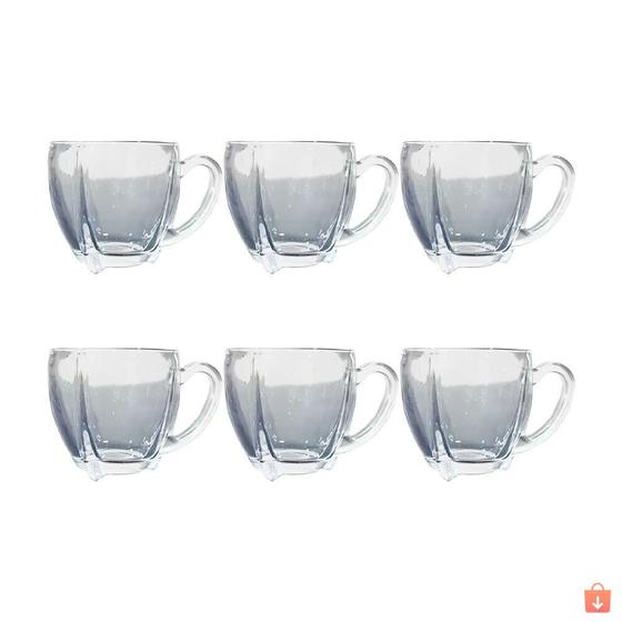 Imagem de Kit 6 Xícaras de Café Vidro Love Em Casa Tem 195ml - EmCasaTem