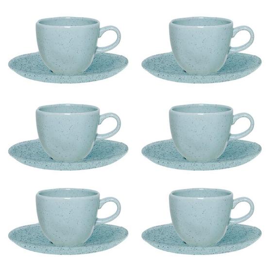 Imagem de Kit 6 Xícaras Grandes 220Ml Ryo Blue Bay Oxford Porcelanas