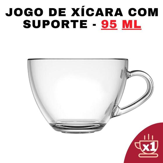 Imagem de Kit 6 Xícaras Vidro 95ml p/ Chá e Café - Senhora Madeira