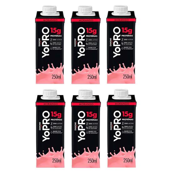 Imagem de Kit 6 Yopro Bebida Láctea com Morango 15g de proteínas 250ml cada