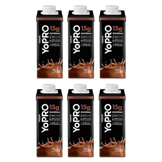 Kit 6 YoPRO Bebida Láctea UHT Sabor Chocolate 15g de proteínas 250ml cada