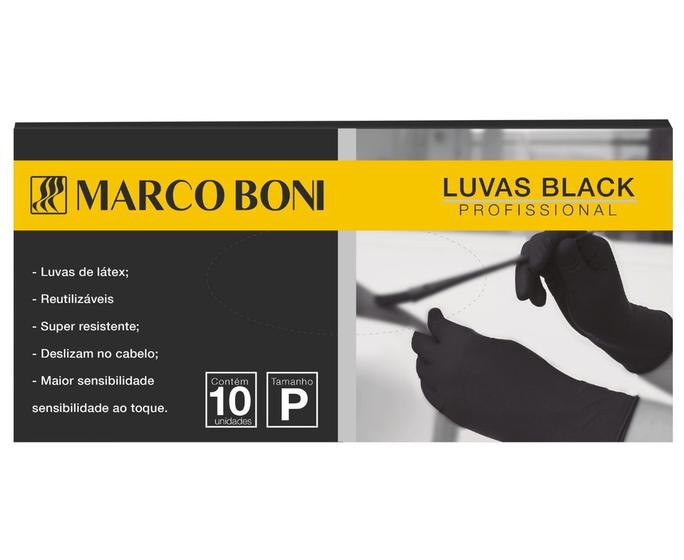 Imagem de Kit 60 Luvas Black Profissional Tamanho P Latex Marco Boni