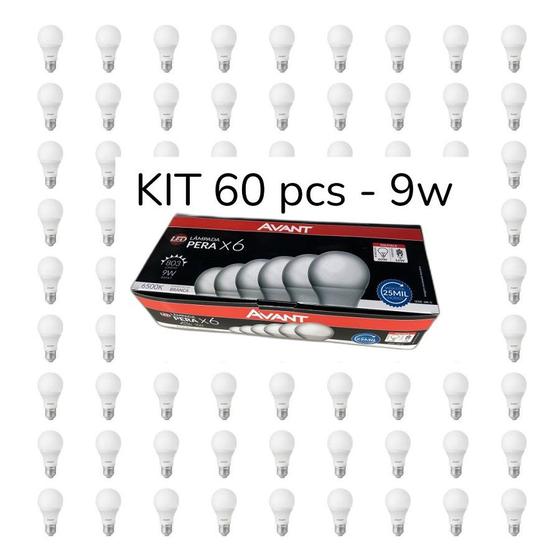 Imagem de Kit 60 pcs lâmpadas bulbo 9w e27 luz branca 6500k avant