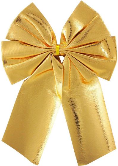 Imagem de Kit 60 Peças Laço Lacinho Enfeite Árvore Natal Dourado 16cm