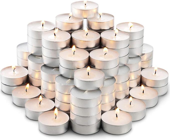 Imagem de Kit 60 Velas Rechaud Decorativas Brancas Suporte Alumínio