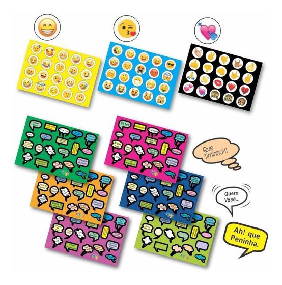 Imagem de Kit 600 Stickers Figurinhas Frases Emoji Para Foto Scrapbook