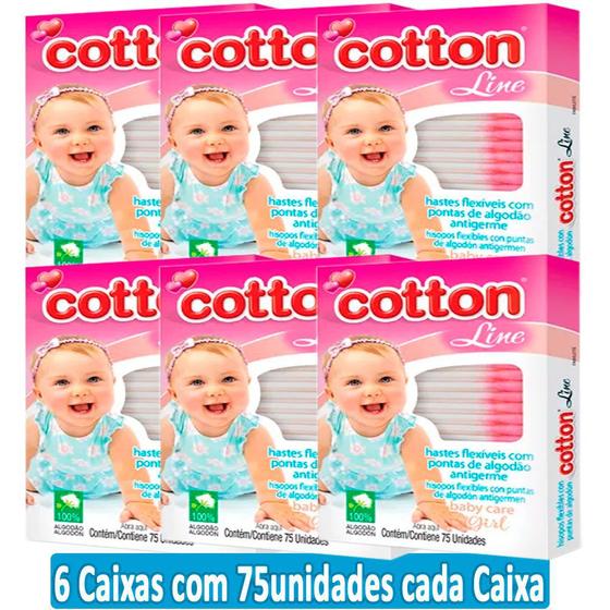 Imagem de Kit 6cx Cotonetes Bebês Hastes Flexíveis Bastonetes Crianças