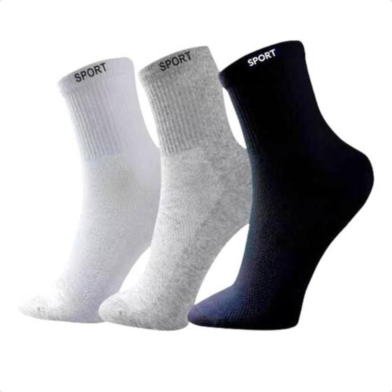 Imagem de Kit 6Pares Meias Masculina Cano Alto Grossa Algodão Oferta atacado