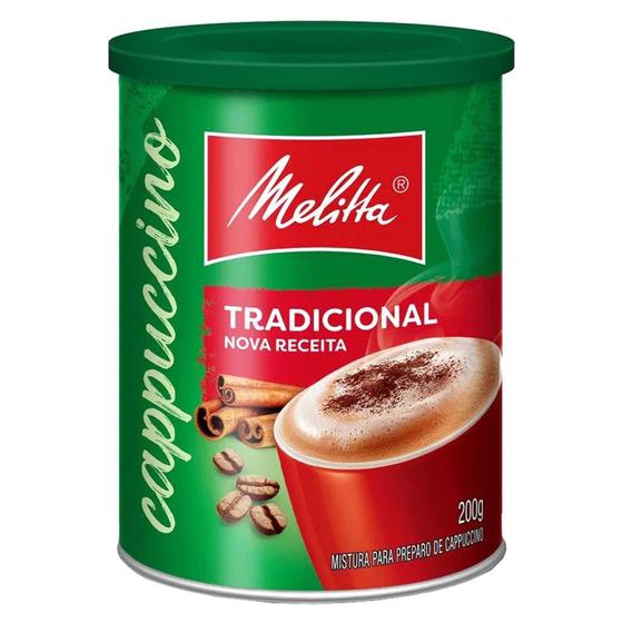 Kit 6un Café Solúvel Cappuccino Melitta Tradicional 200g - Cappuccino ...