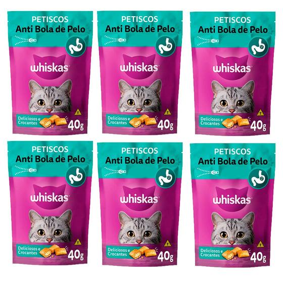 Imagem de kit 6un Petisco Whiskas Temptations Anti Bola De Pelo Gatos Adultos 40g