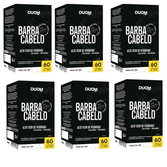 Imagem de Kit 6un Suplemento Alimentar Barba e Cabelo 60Cps - Duom