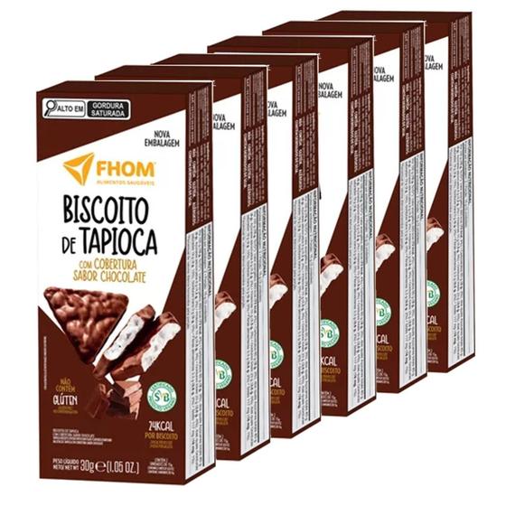 Imagem de Kit 6Und Biscoito De Tapioca Chocolate S/ Gluten Fhom 60G