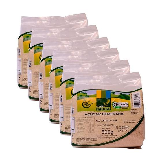 Imagem de Kit 6X: Açúcar Demerara Orgânico Coopernatural 500G